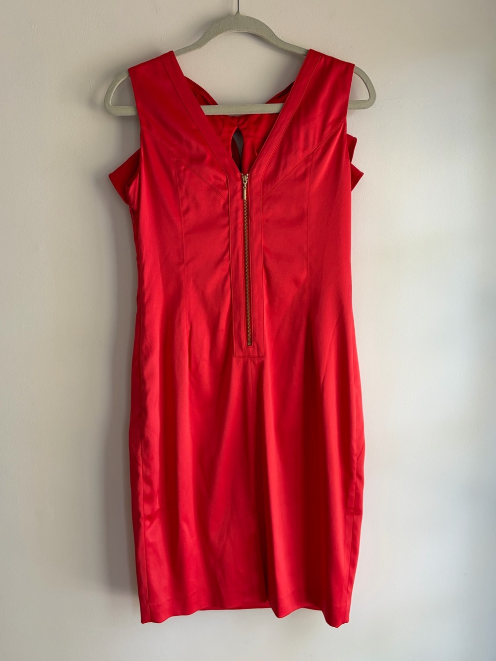 Ted Baker Coral Red Bow Front Sleeveless Dress Size 3 - Picture 4 of 7